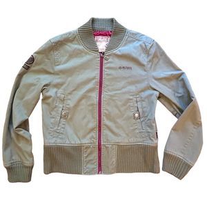 Analog Women's Havanna Coat Crop Bomber Burton Khaki Green Patch Size Small